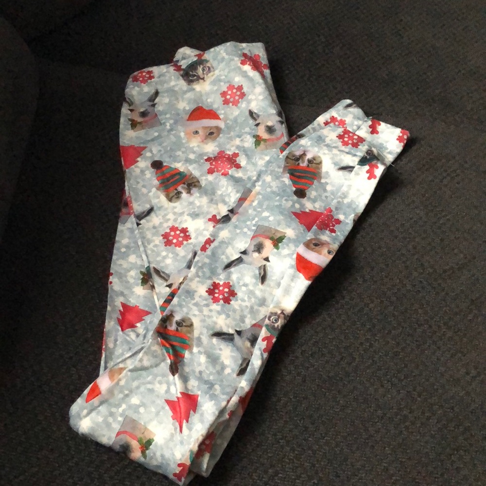 Fleece lined Llama and cat leggings S/M
